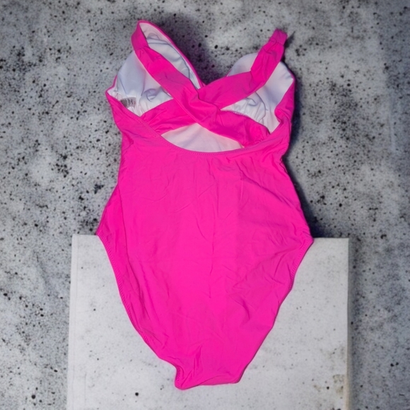 Women's Plunge Criss Cross Ruched One Piece Swimsuit, Medium - Picture 3 of 4